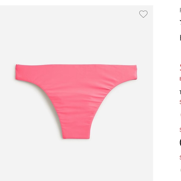 NWT J. Crew High-Rise Cheeky Bikini Bottom Size XL Tea Rose - Picture 1 of 7